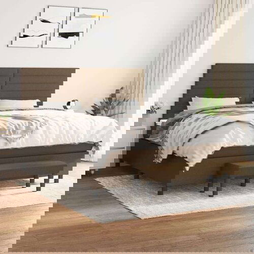  Box spring postelja z vzmetnico temno rjava 160x200 cm blago, (20900124) Slike