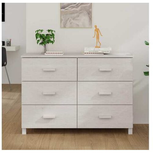  Komoda HAMAR bijela 113 x 40 x 80 cm od masivne borovine Cijene