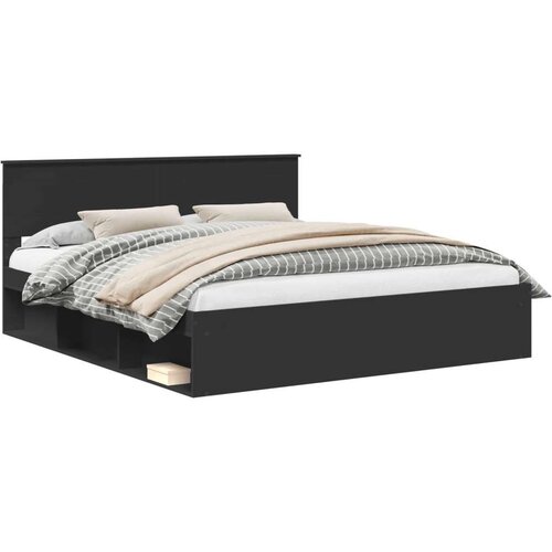  Okvir za krevet Crna 200 x 200 cm Konstruirano drvo Slike
