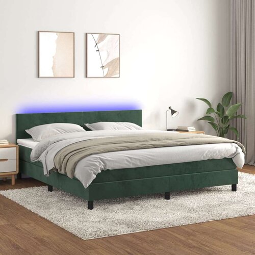  Box spring postelja z vzmetnico LED tem. zelena 160x200cm žamet, (20902377) Cene
