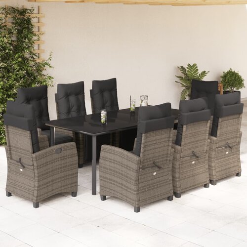  9-dijelni vrtni blagovaonski set sivi od poliratana Siva 200 cm table length Slike