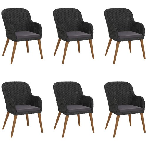  7-dijelni vrtni blagovaonski set s jastucima crni Crna Dužina stola 160 cm Slike