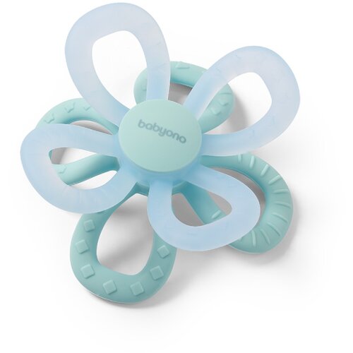 BabyOno Silicone Teether Flower grizalo Blue 1 kos Slike
