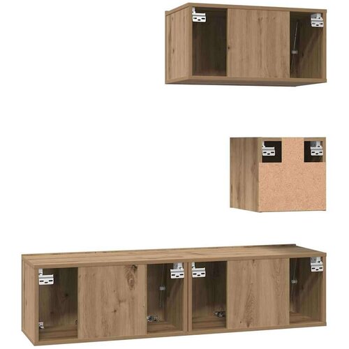 VidaXL Set TV komoda Zidne Ostalo s pohranom s vratima Podesiva 4 pcs hrast artisan 60 x 30 x 30 cm Slike