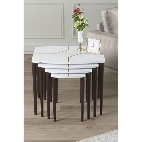 Hanah home set od 4 umetnutih stočića Lyon, beli / orah Cene