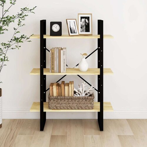 VidaXL Knjižna omara 3-nadstropna 80x30x105 cm trdna borovina Slike