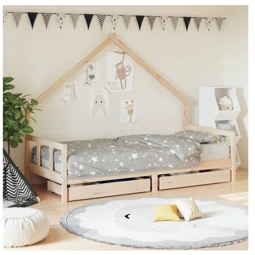 vidaXL Okvir za dječji krevet s ladicama 90x200 cm od masivne borovine