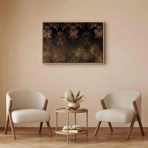  Slika - Baroque Ornaments in Patinated Gold and Browns: Retro Motif 120x80 U prirodnom drvenom okviru Slike
