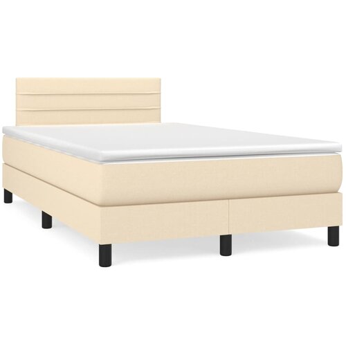 VidaXL Box spring postelja z vzmetnico krem 120x200 cm blago, (20791621) Slike