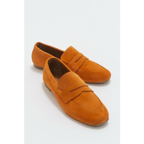 LuviShoes Verus Orange Suede Genuine Leather Women's Loafers. Slike
