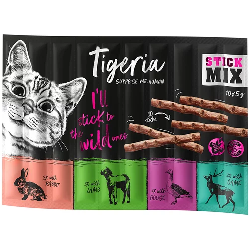 Tigeria Sticks 10 x 5 g - Mix 2 (kunić, guska, janjetina, divljač)