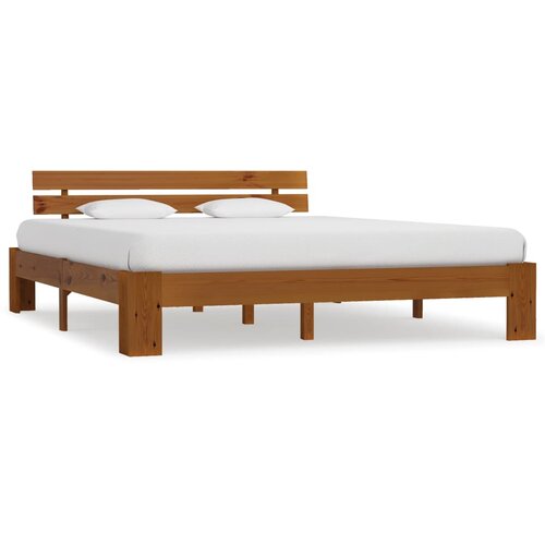 VidaXL Posteljni okvir medeno rjav iz trdne borovine 180x200 cm Slike