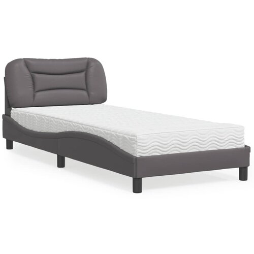 VidaXL Krevet s madracem sivi 90 x 190 cm od umjetne kože Slike