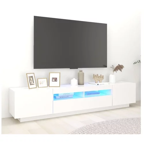  TV omarica z LED lučkami bela 200x35x40 cm