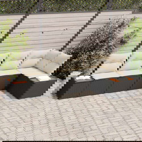  5-dijelni vrtni kauč set s jastučićima Crni poli ratan akacija Cijene