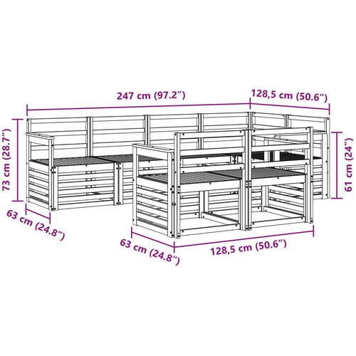  Set vanjskih sofa 7 kom. Prirodna Poliester Bijela 247 x 128,5 x 73 cm Slike