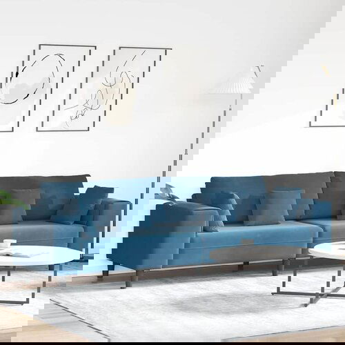 vidaXL Žametni kavč z blazino Modra 208 cm Žamet Cene