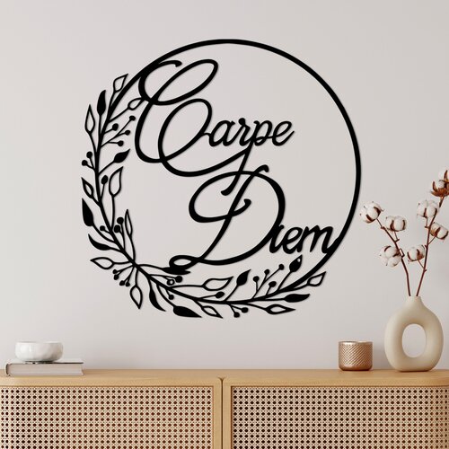 Opviq zidna dekoracija Carpe Diem 1, 56x56 cm, 1.5 mm, Crna Cene