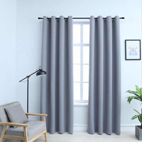 vidaXL Zatemnitvene zavese s kovinskimi obročki 2 kosa sive 140x175 cm, (20767734) Cene