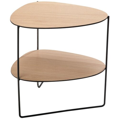 LIND DNA Kovinska klubska mizica v naravni barvi 37x44 cm Curve Double Wood &amp;ndash; Slike
