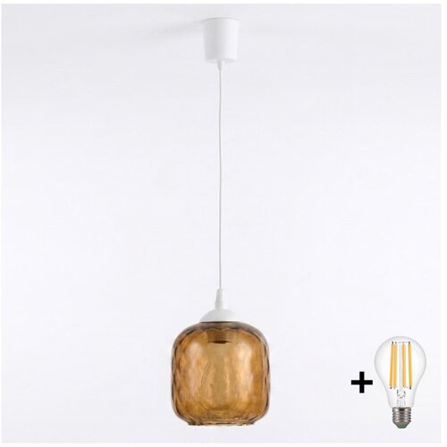 Brilagi LED luster na sajli R GLASS 1xE27/60W/230V prečnik 14 cm bela/zadimljeno braon Slike