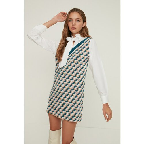 Trendyol navy blue jacquard knitwear dress Slike