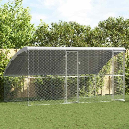 VidaXL Kletka za pi&amp;scaron;čance srebrna 400 x 200 x 198.5 cm Cinkana jeklena Slike