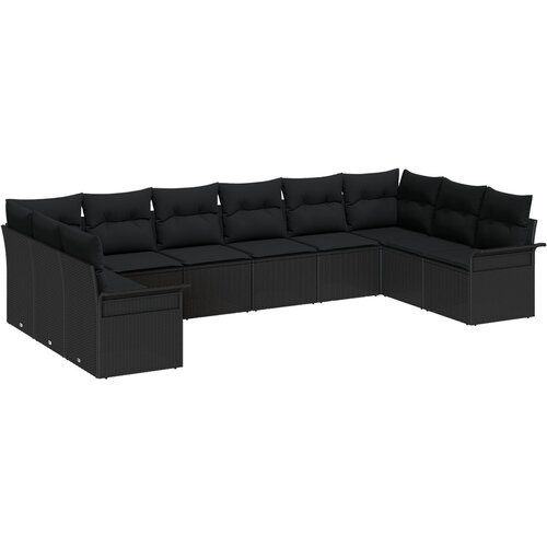 vidaXL set od 10 dijelova vrtnih kauča s jastučićima crni poli ratan Cijene