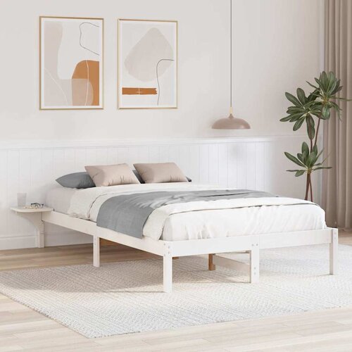 VidaXL Posteljni okvir z nočnimi omaricami Bela 120 x 200 cm Bela Slike