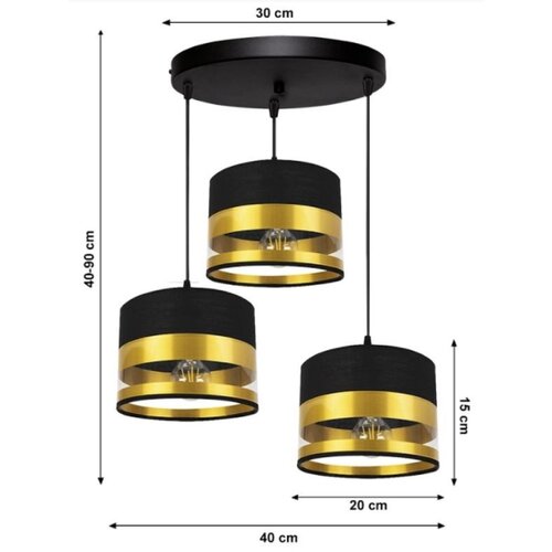  Luster na sajli MILO 3xE27/60W/230V zlatna/crna Slike