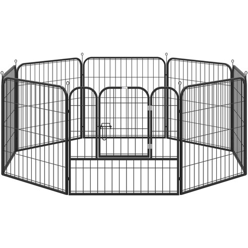PawHut Ograja za pse in mladiče, modularna pasja ograja za notranje in zunanje prostore iz kovine in jekla, 8 panelov 79x79 cm, (20756749) Cene