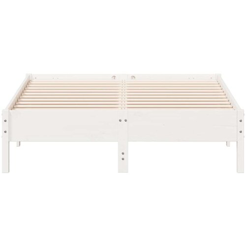 VidaXL Posteljni okvir bel 135x190 cm trdna borovina Slike