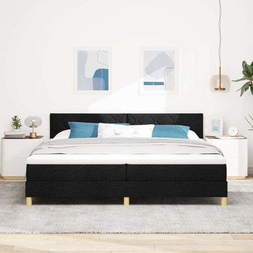 VidaXL Krevet s kutijom s madracem crni 200x200 cm tkanina Slike