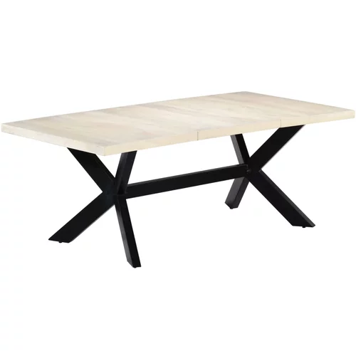  Blagovaonski stol bijeli 200x100x75 cm od masivnog drva manga