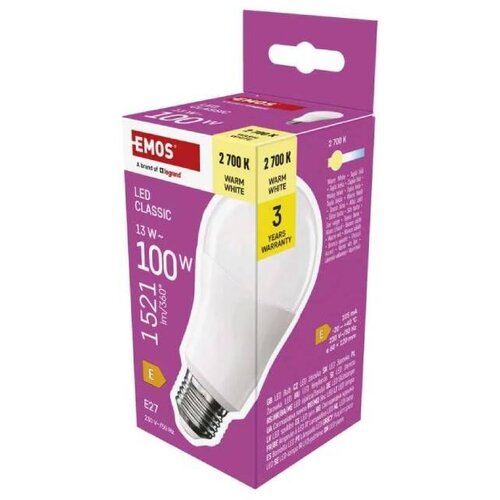 Emos LED žarnica Classic A60 / E27 / 13 W (100 W) / 1521 lm / Toplo bel ZQ5E61 Cene