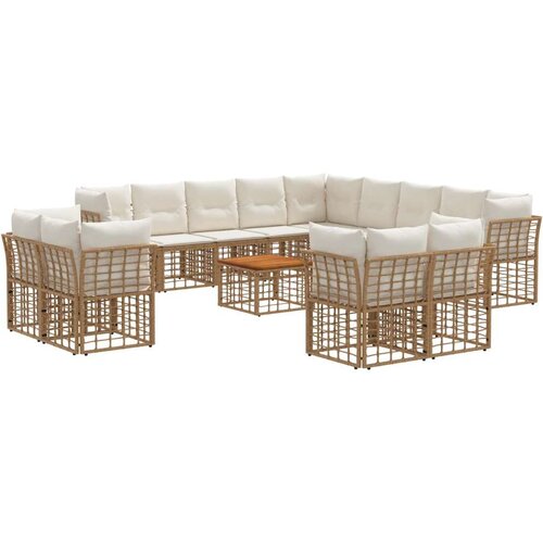  Zunanja garnitura za sedenje 14 pcs Naravna in krem bela, (5000270210) Cene