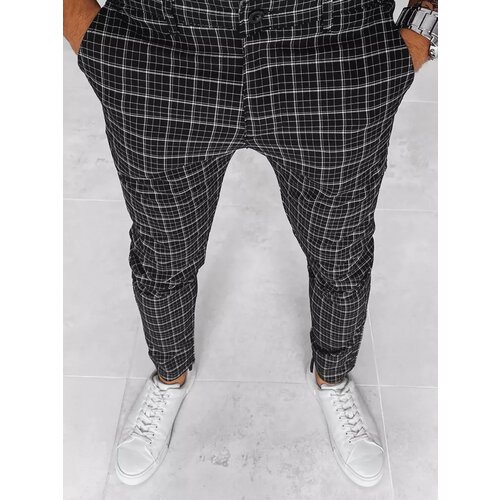 DStreet Men's Black Checkered Chino Trousers Cene