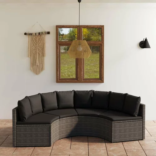  4-dijelni set vrtnih sofa od poliratana s jastucima sivi