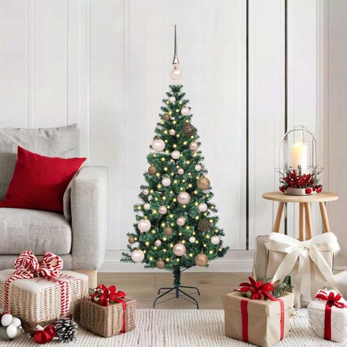 vidaXL Umjetna preddekorirana božićna jelka med 150 LED Zelena 120 cm Cene