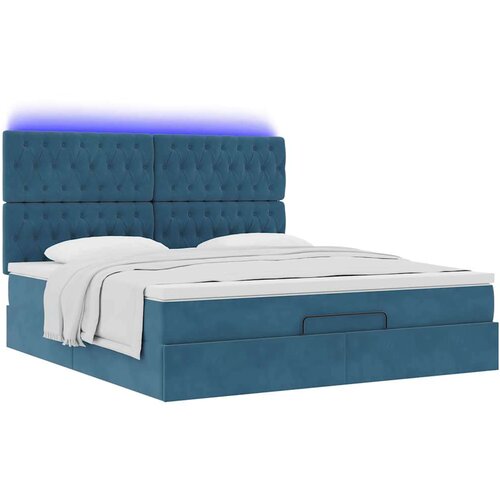 VidaXL otomanski okvir kreveta s madracima plavi 180x200cm bar&amp;scaron;unasti Slike