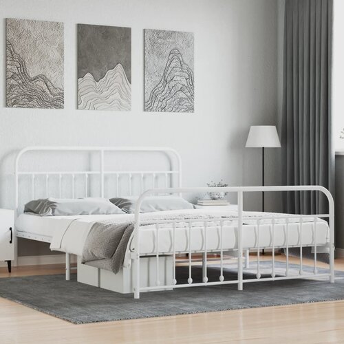 vidaXL Metalni okvir kreveta uzglavlje i podnožje bijeli 183x213 cm Cijene