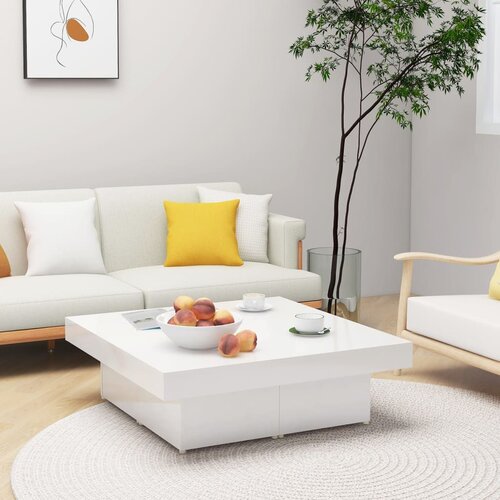 VidaXL Klubska mizica visok sijaj bela 90x90x28 cm iverna plo&amp;scaron;ča, (20624818) Slike