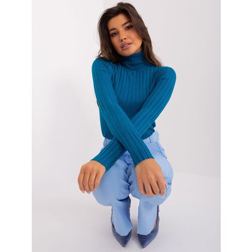 Fashion Hunters Blue sweater with ribbed turtleneck Slike