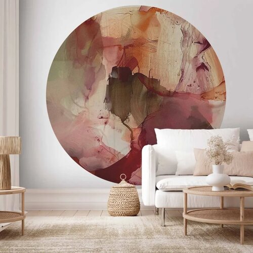  Okrugla fototapeta - Spring composition – transparencies and forms in watercolor style 230x230 Cene