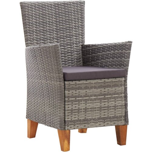 Maison Chic Vrtni stoli - Stol za vrt 2 kosa z blazinami poli ratan sive barve JS1395, (21877858) Slike
