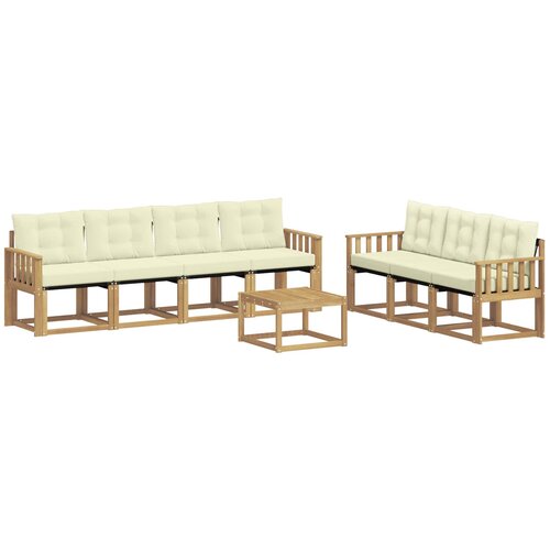 vidaXL Zunanja garnitura za sedenje z blazino 8 pcs Bela in krem, (5000282498) Cene