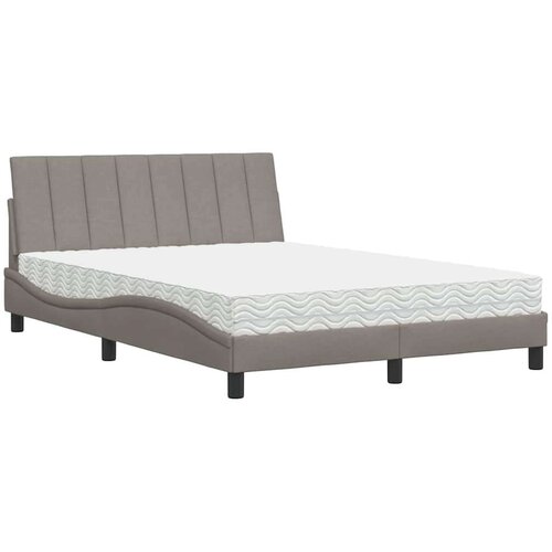 Krevet s madracem smeđesivi 140 x 190 cm od tkanine Slike