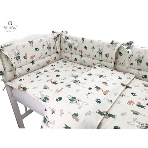 MimiNu posteljina set 5 elem. Bunny and Fox Beige (za krevetić 120x60 cm) Slike