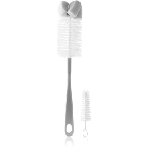 BabyOno Take Care Brush for Bottles and Teats with Mini Brush &amp;amp; Sponge Tip krtača za či&amp;scaron;čenje Grey 2 kos Slike