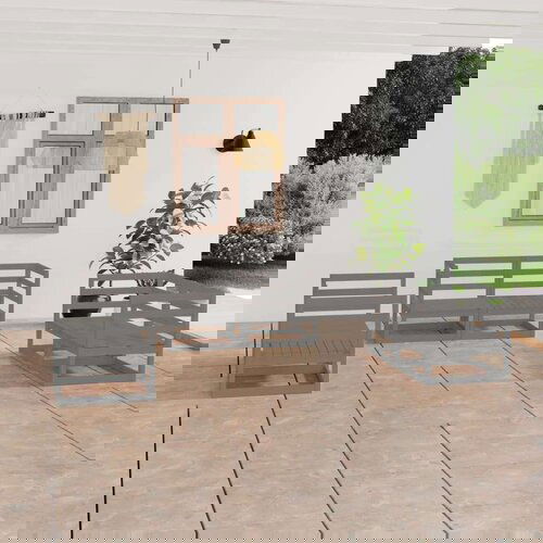  6-dijelna vrtna garnitura od masivne borovine siva Cijene